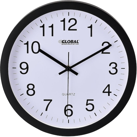 Global Industrial 12 Wall Clock, Plastic, Black 695322